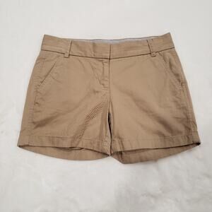 J. Crew Khaki Chino Shorts Size 2 Classic Cotton Tan